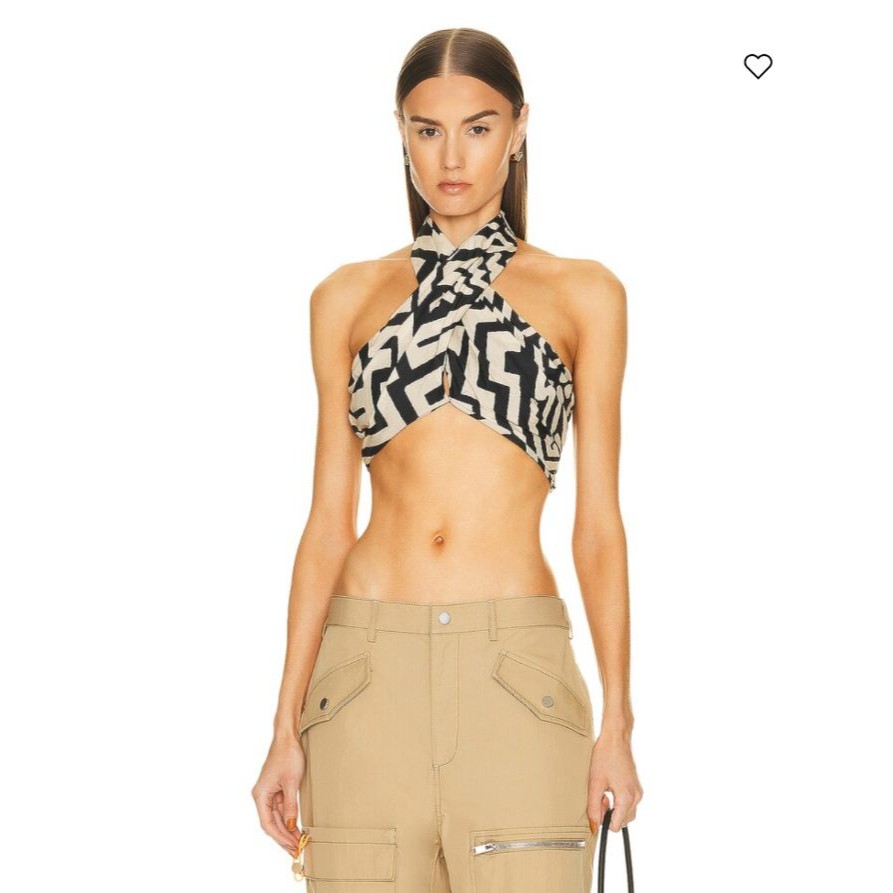 Johanna Ortiz Unique Places Crop Top Black & Beige Cotton Size 0 New With Tags — image 6 of 8